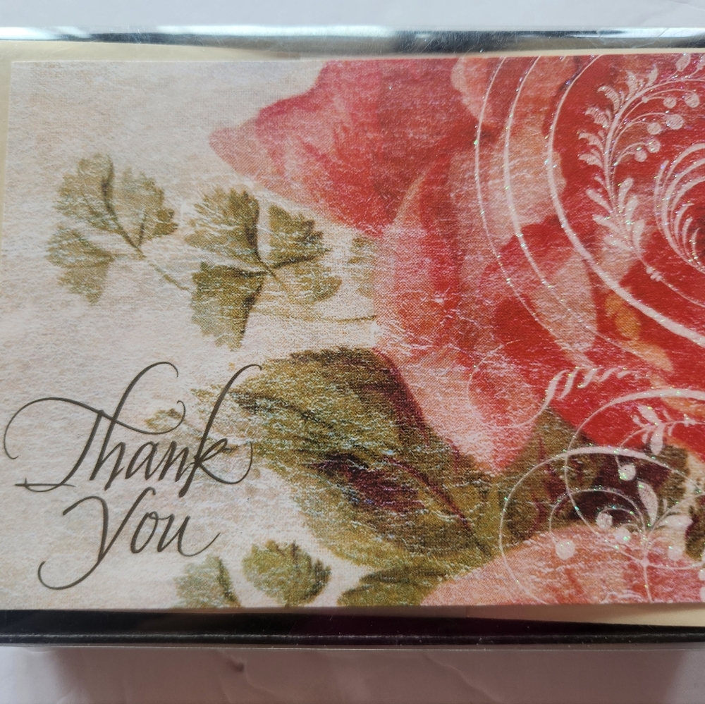 Hallmark Thank You Cards - Red and Green Floral Design